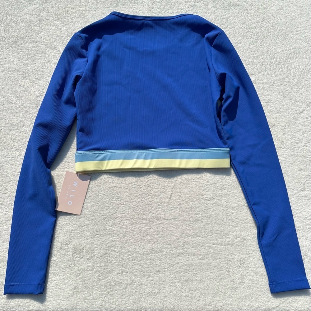 Cropped Long-Sleeve Athletic Top in Royal Blue - Picture 3 of 11
